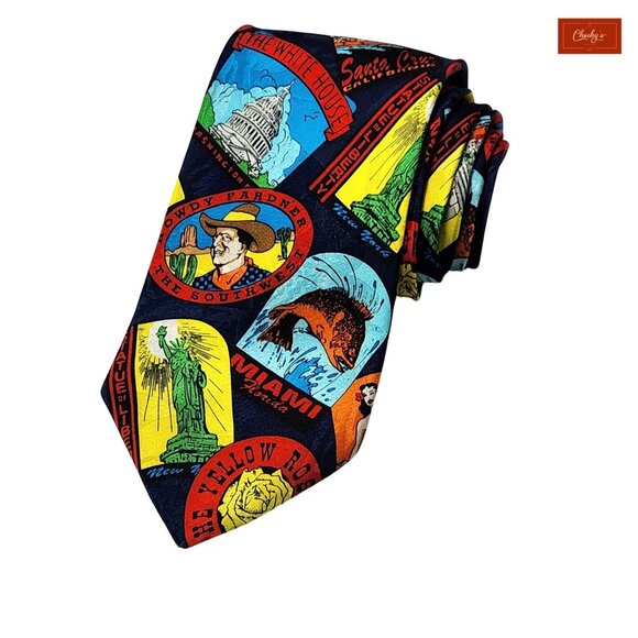 Addiction Blue 100% Silk Tie Signs 58" Long 3.5" Wide (ID 157) - Picture 1 of 6